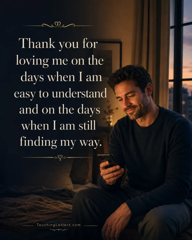 Emotional love message for him as a man reads a heartfelt text